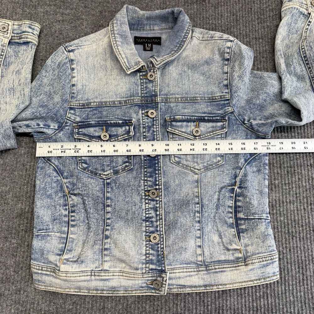 Tinseltown Denim Couture Acid Wash Trucker Jean Jacket Womens Medium Blue Cotton - Picture 7 of 13